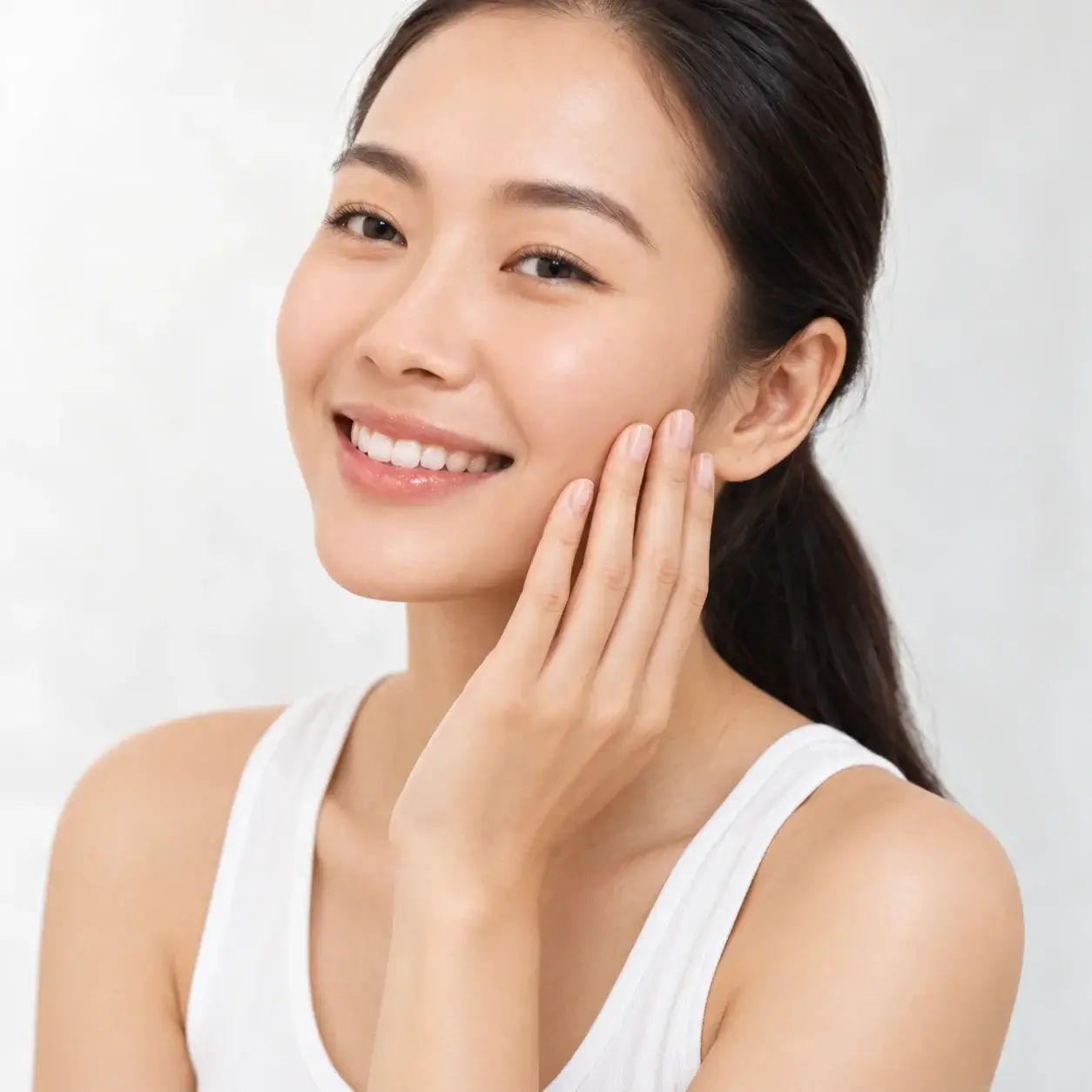 Confident woman with healthy radiant skin
